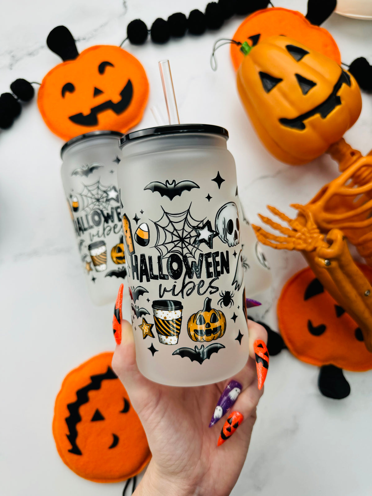 Halloween Vibes Glass Cup