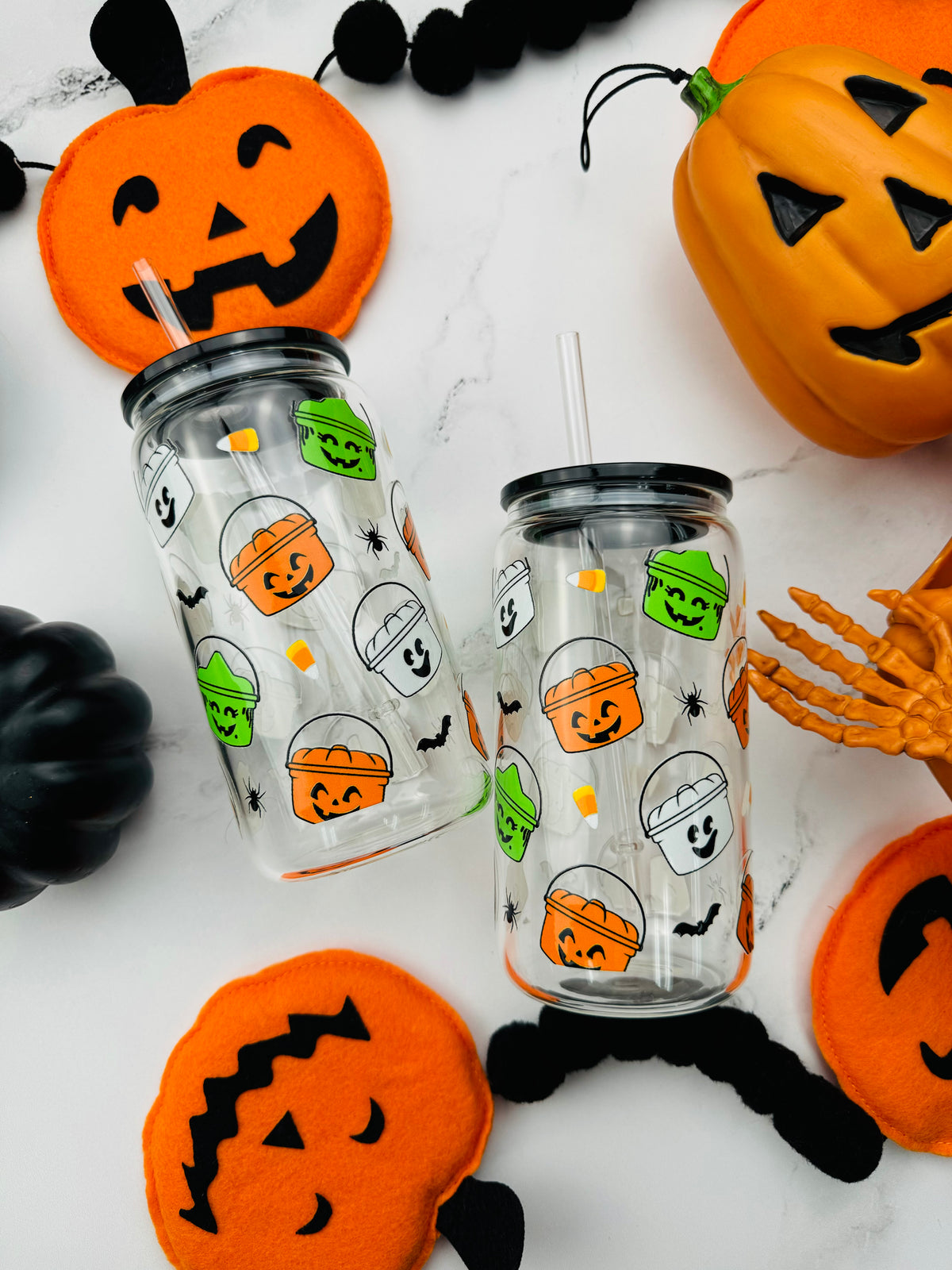 Halloween Buckets Glass Cup