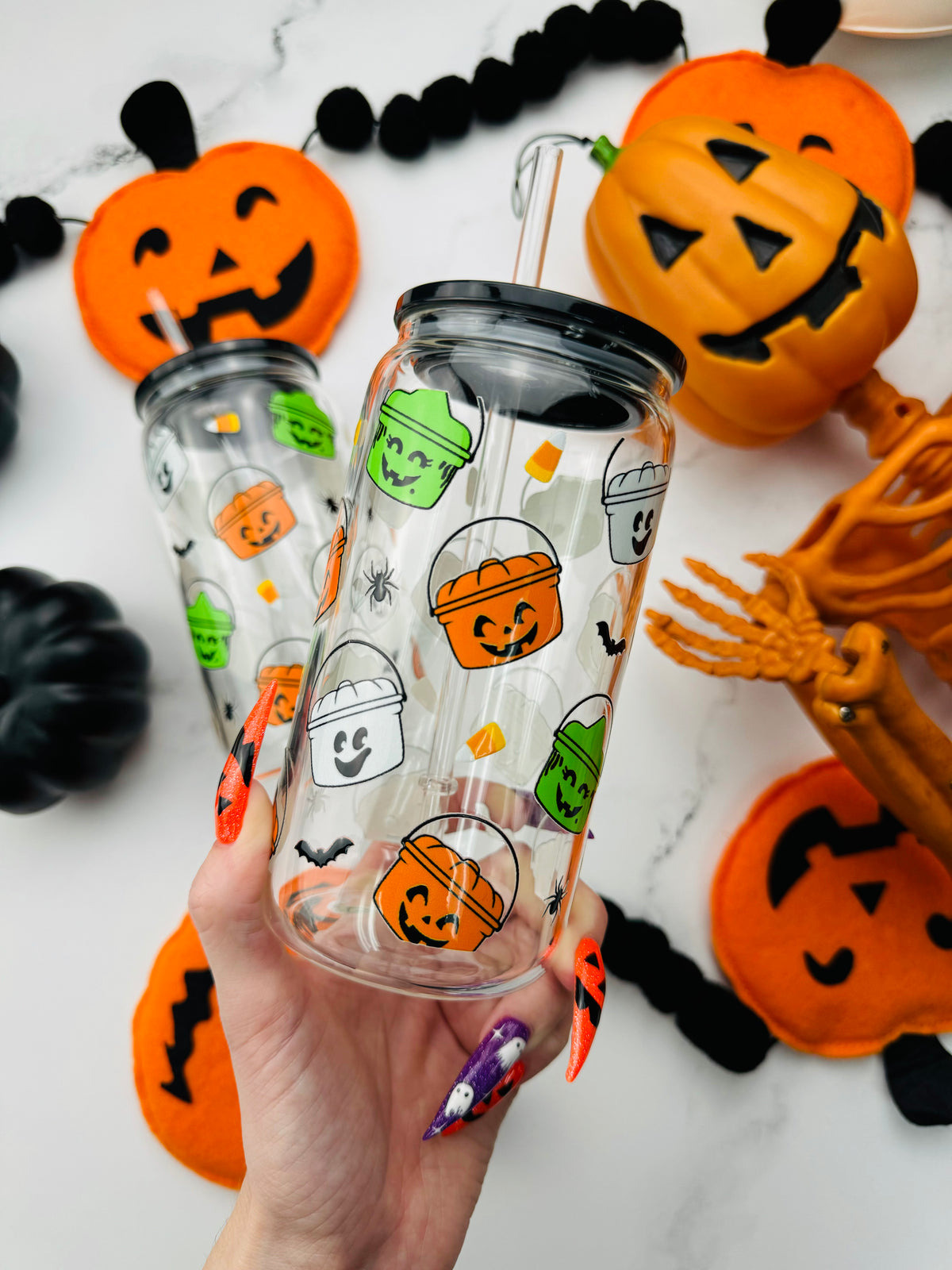 Halloween Buckets Glass Cup