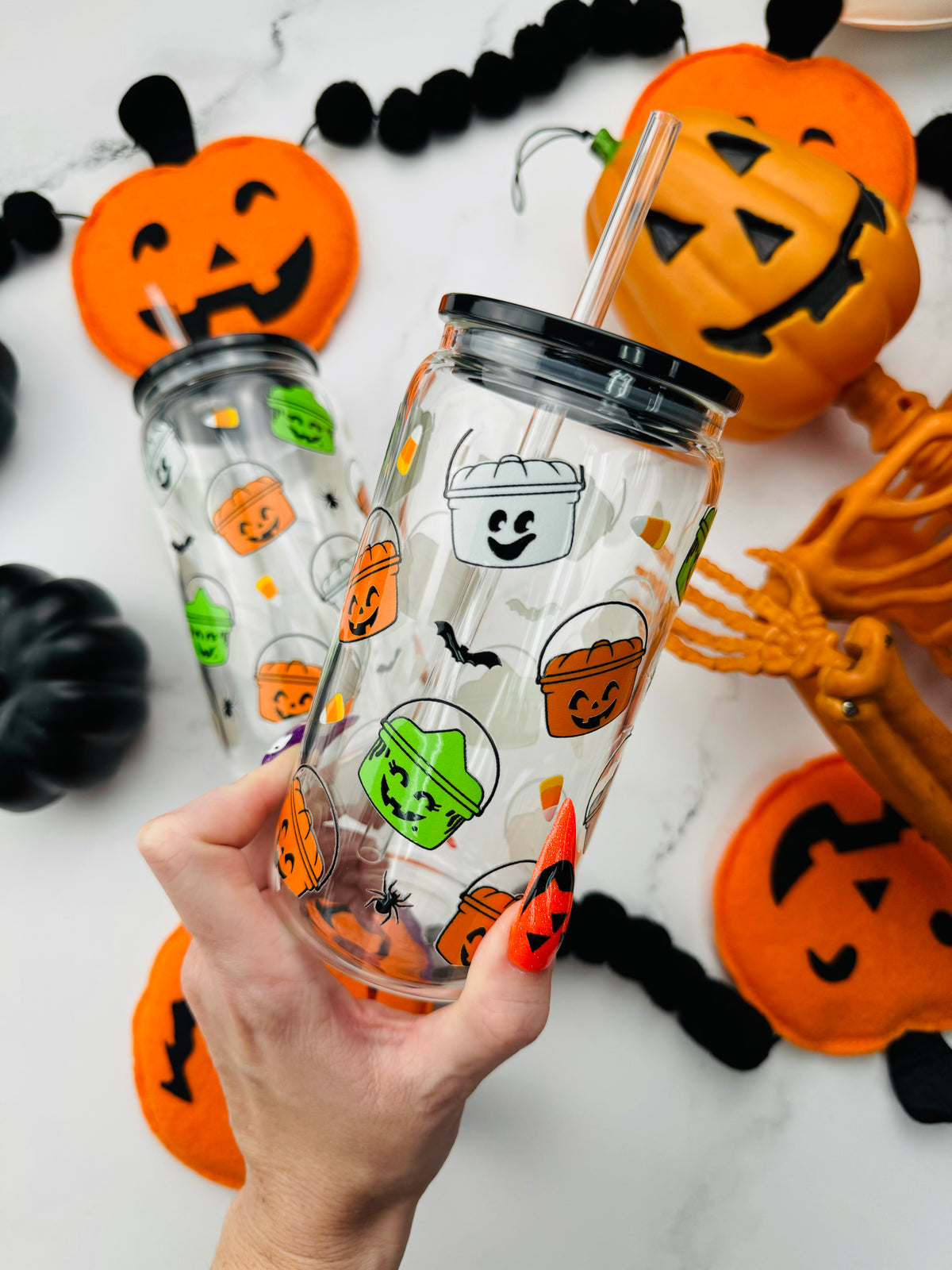 Halloween Buckets Glass Cup