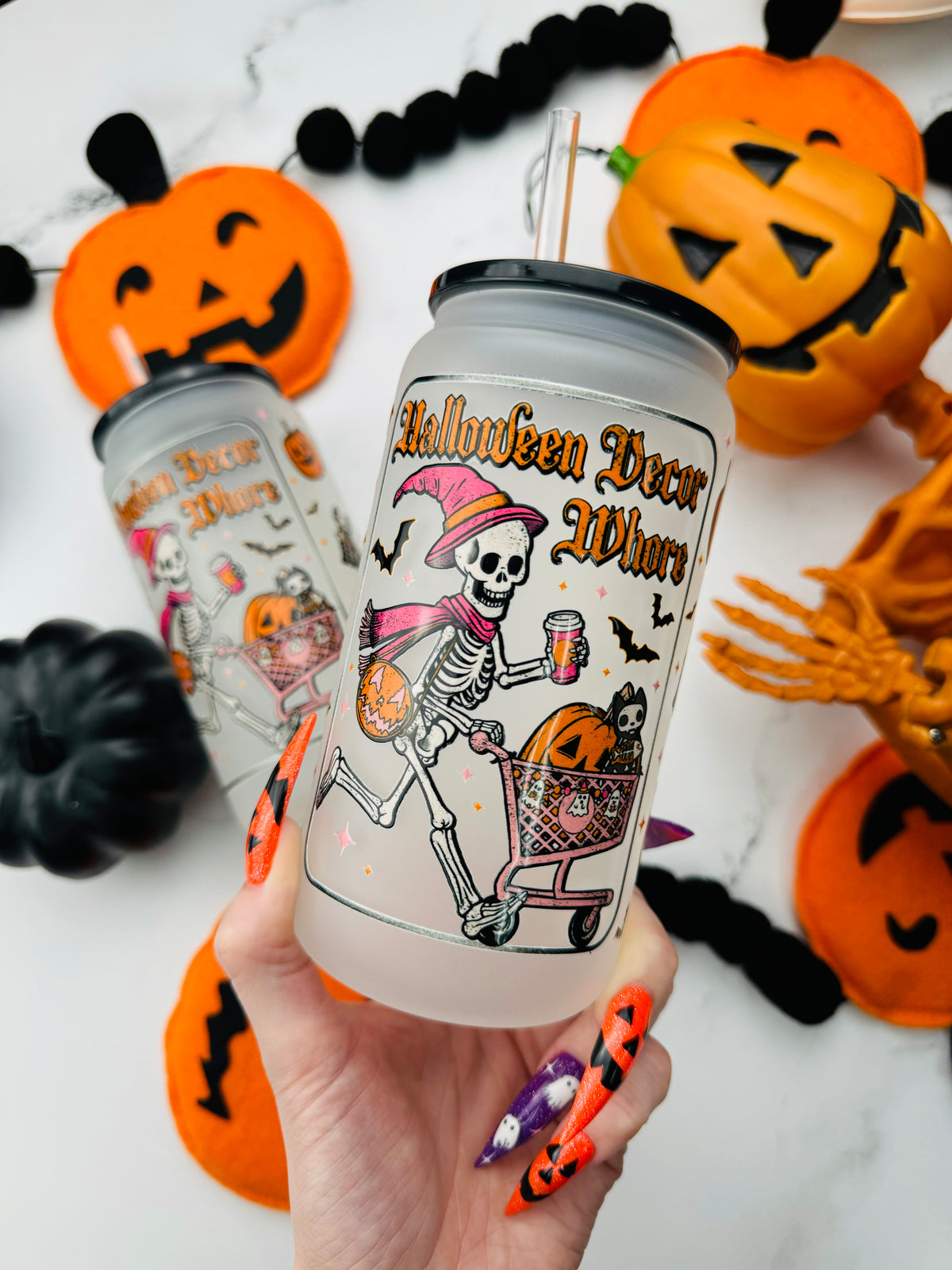 Halloween Decor Whore Glass Cup