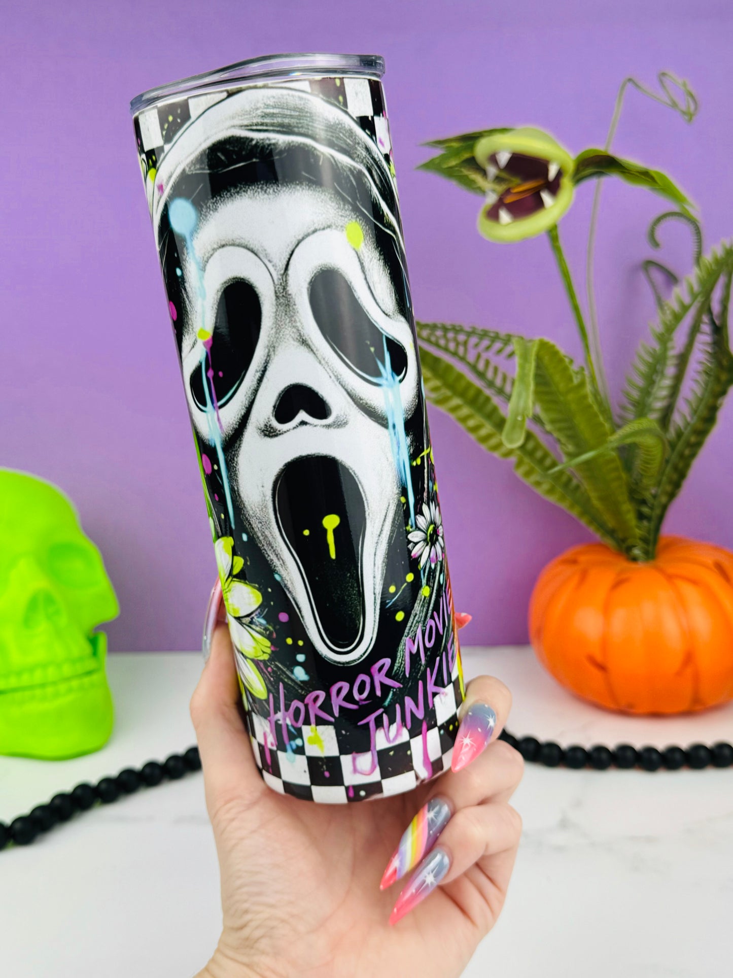 Scream Flowers Skinny Tumbler