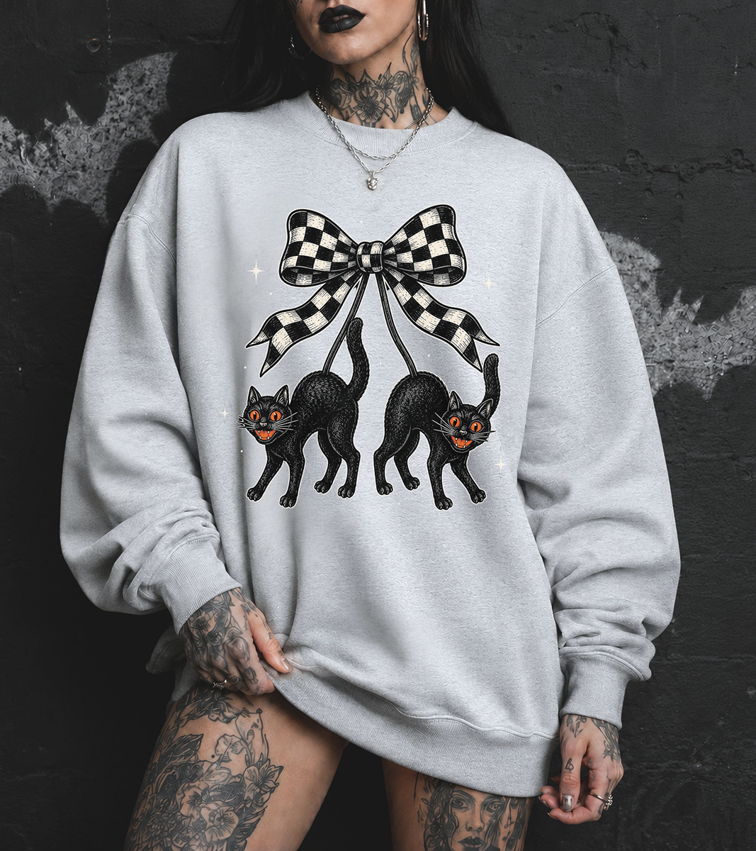 Black Cat Bow Sweatshirt