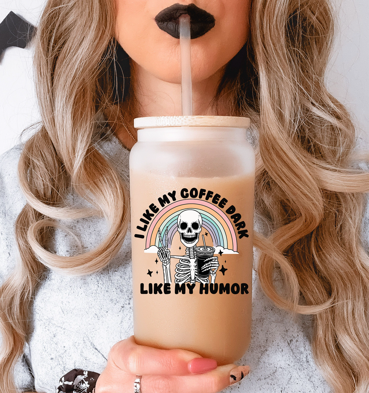 Coffee Dark Like My Humor Glass Tumbler
