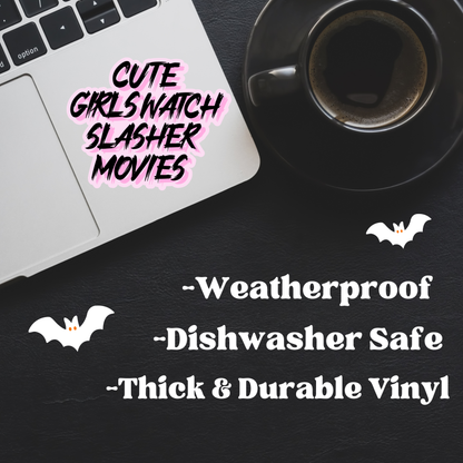 Cute Girls Watch Horror Sticker