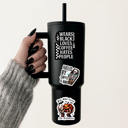 Wears Black Hates People Sticker