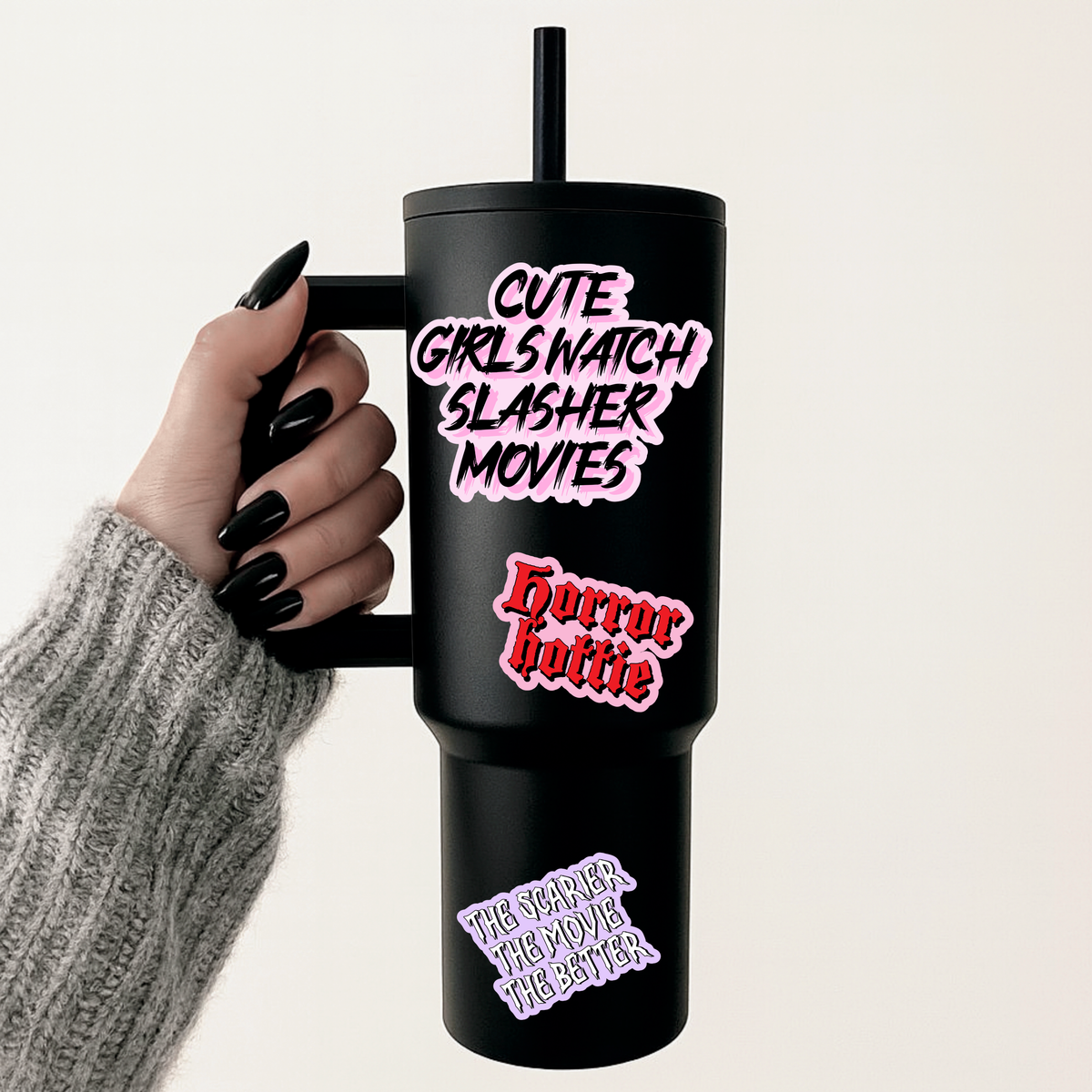 Cute Girls Watch Horror Sticker