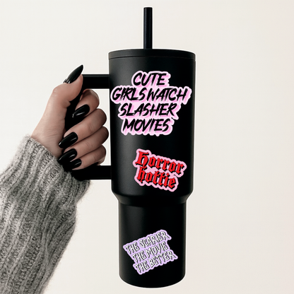 Cute Girls Watch Horror Sticker