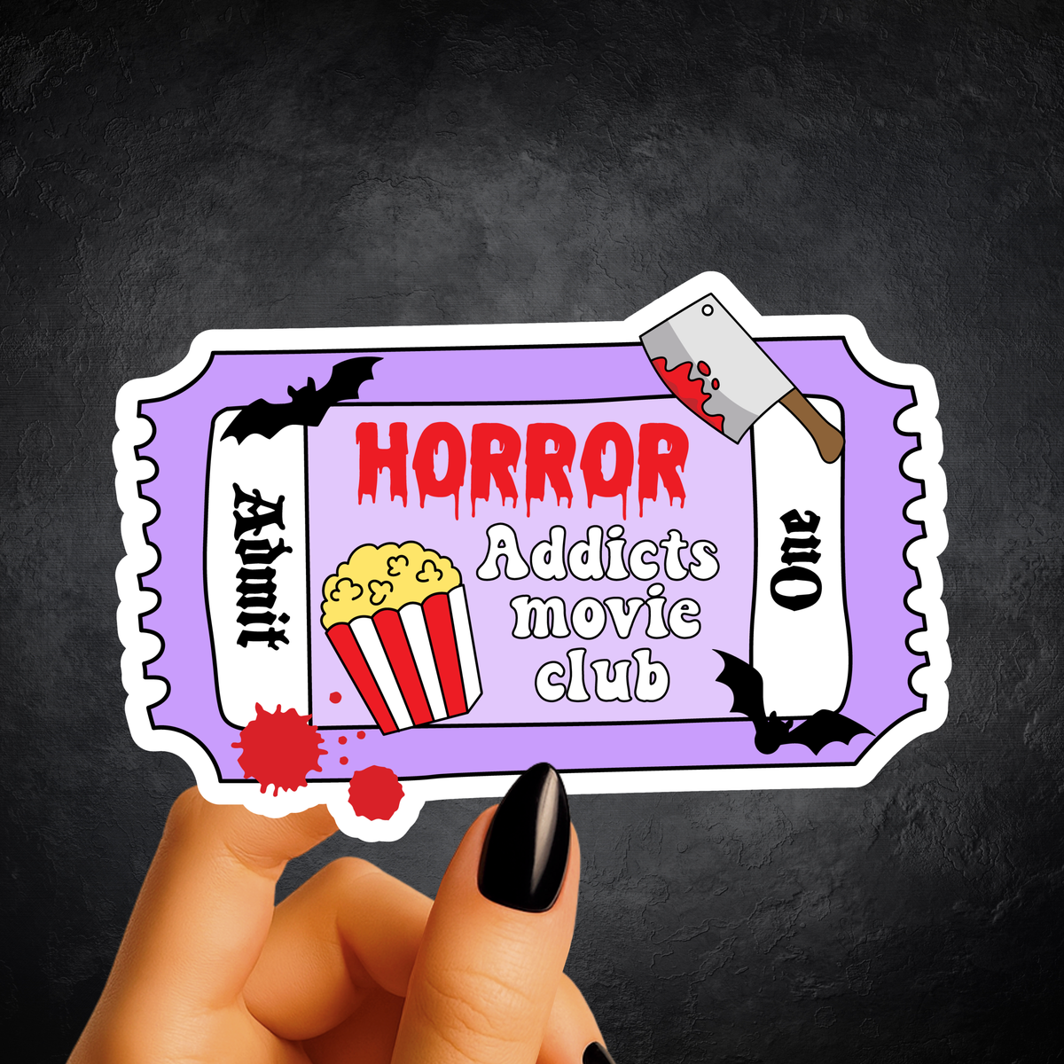 Horror Addict Ticket Sticker