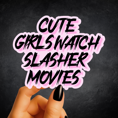 Cute Girls Watch Horror Sticker