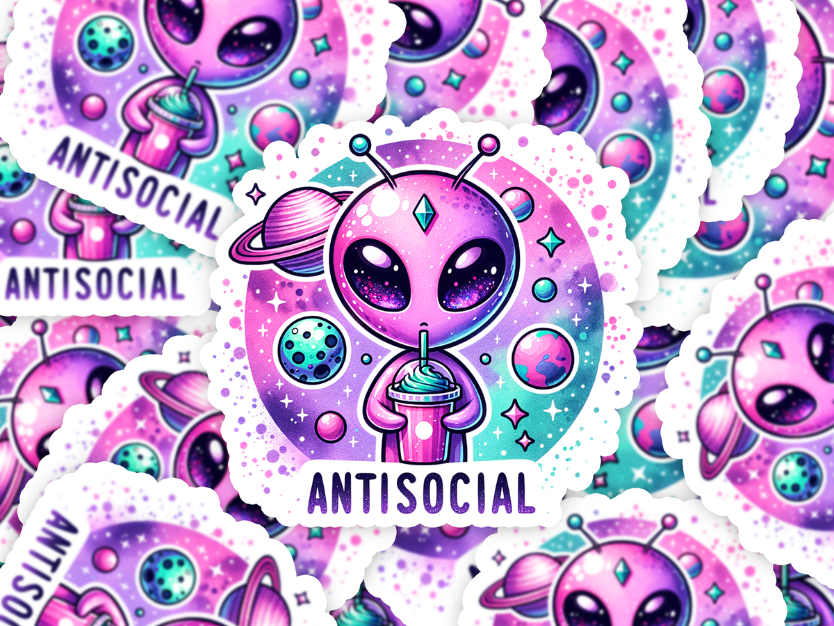 Anti Social Alien Sticker