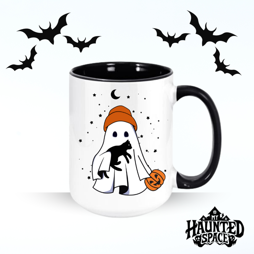 Ghost Pumpkin Cat Mug