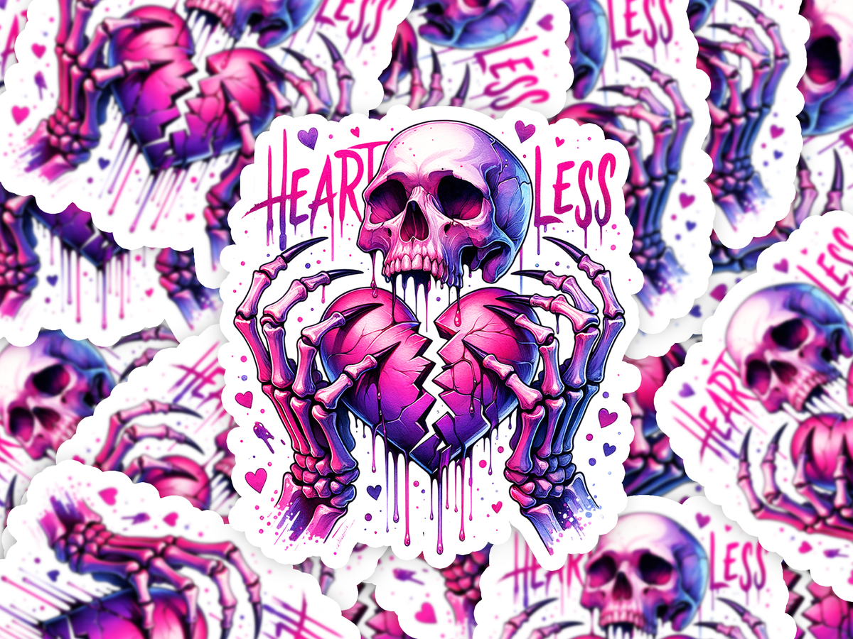 Heartless Skull Sticker