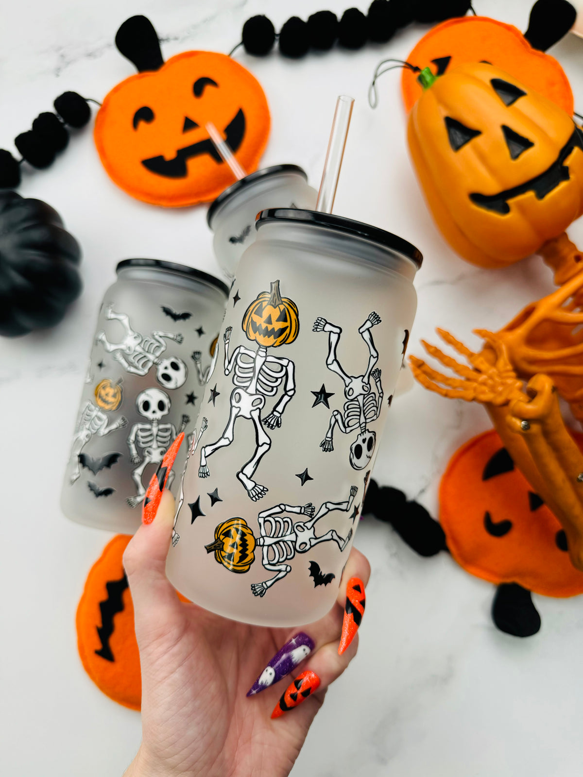Skeleton Friends Glass Cup