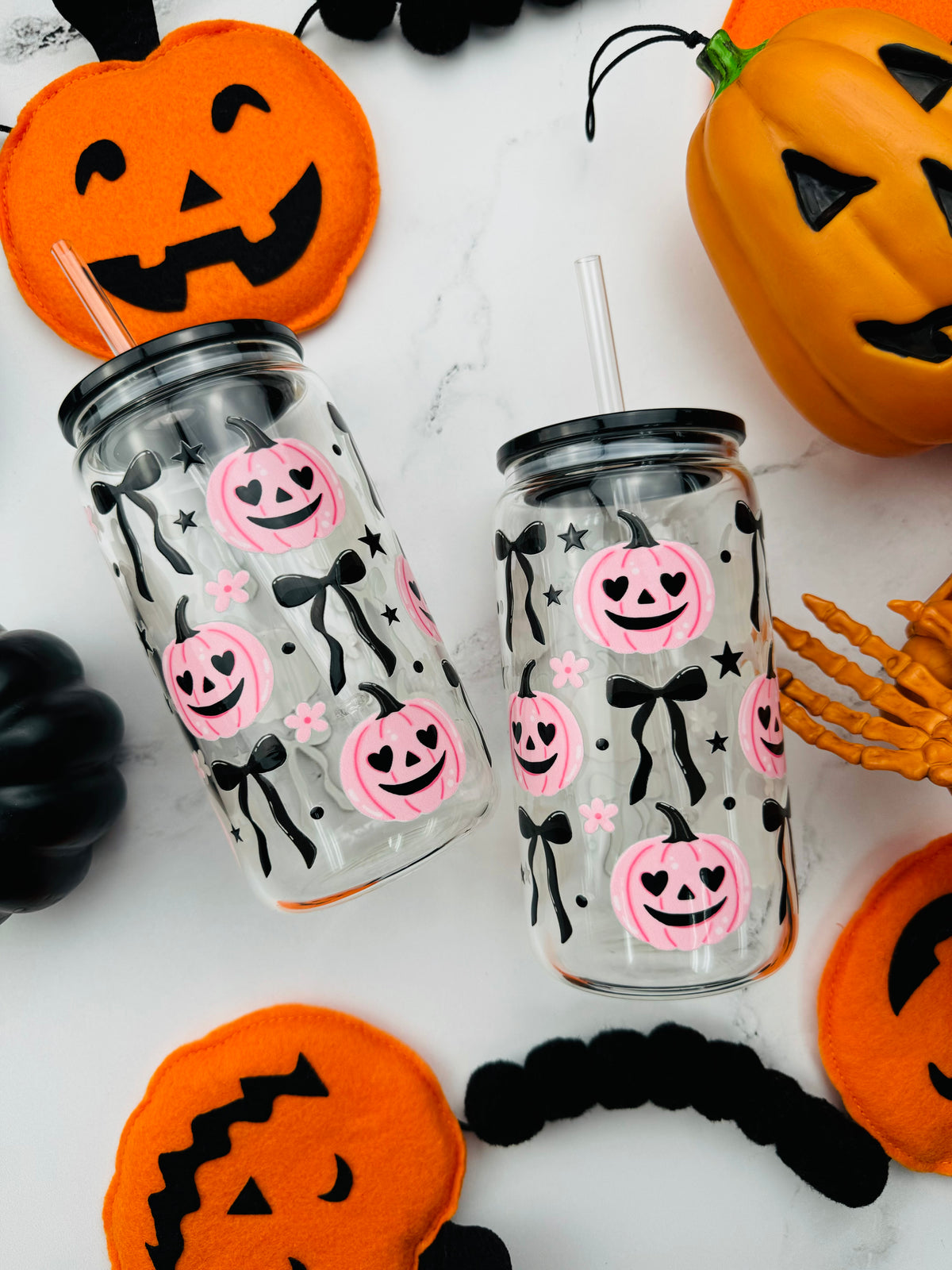 Pink Pumpkins Glass Cup