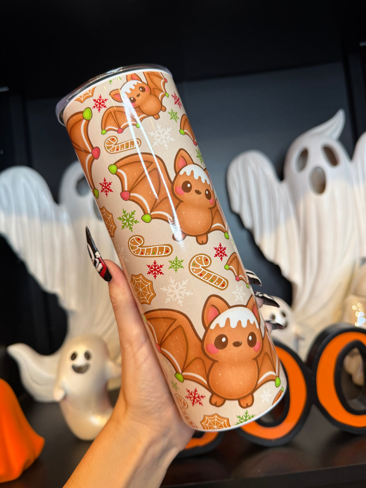 Gingerbread Bats Skinny Tumbler