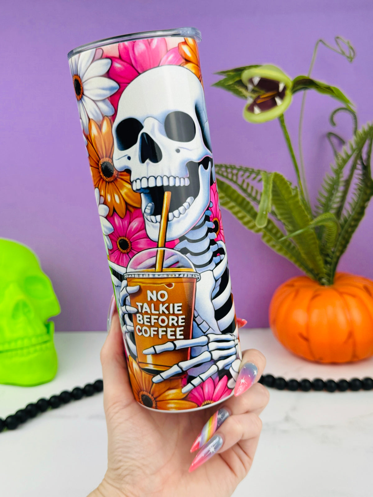 No Talkie Before Coffee Skinny Tumbler