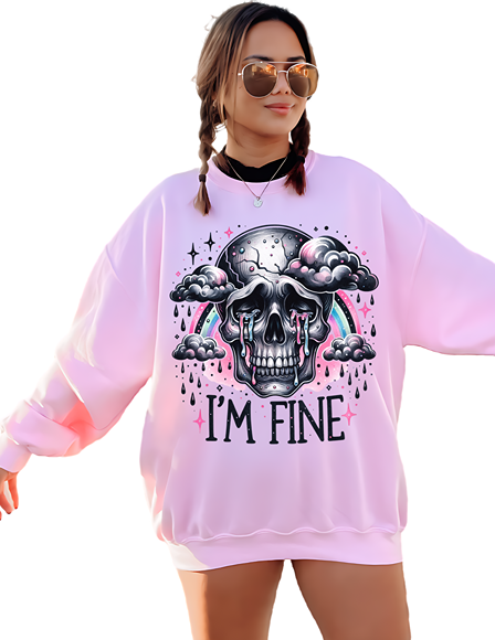 I'm Fine Crying Skull Sweatshirt