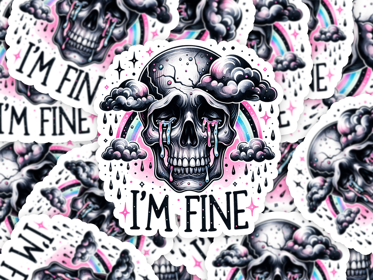 Im Fine crying Skull Sticker