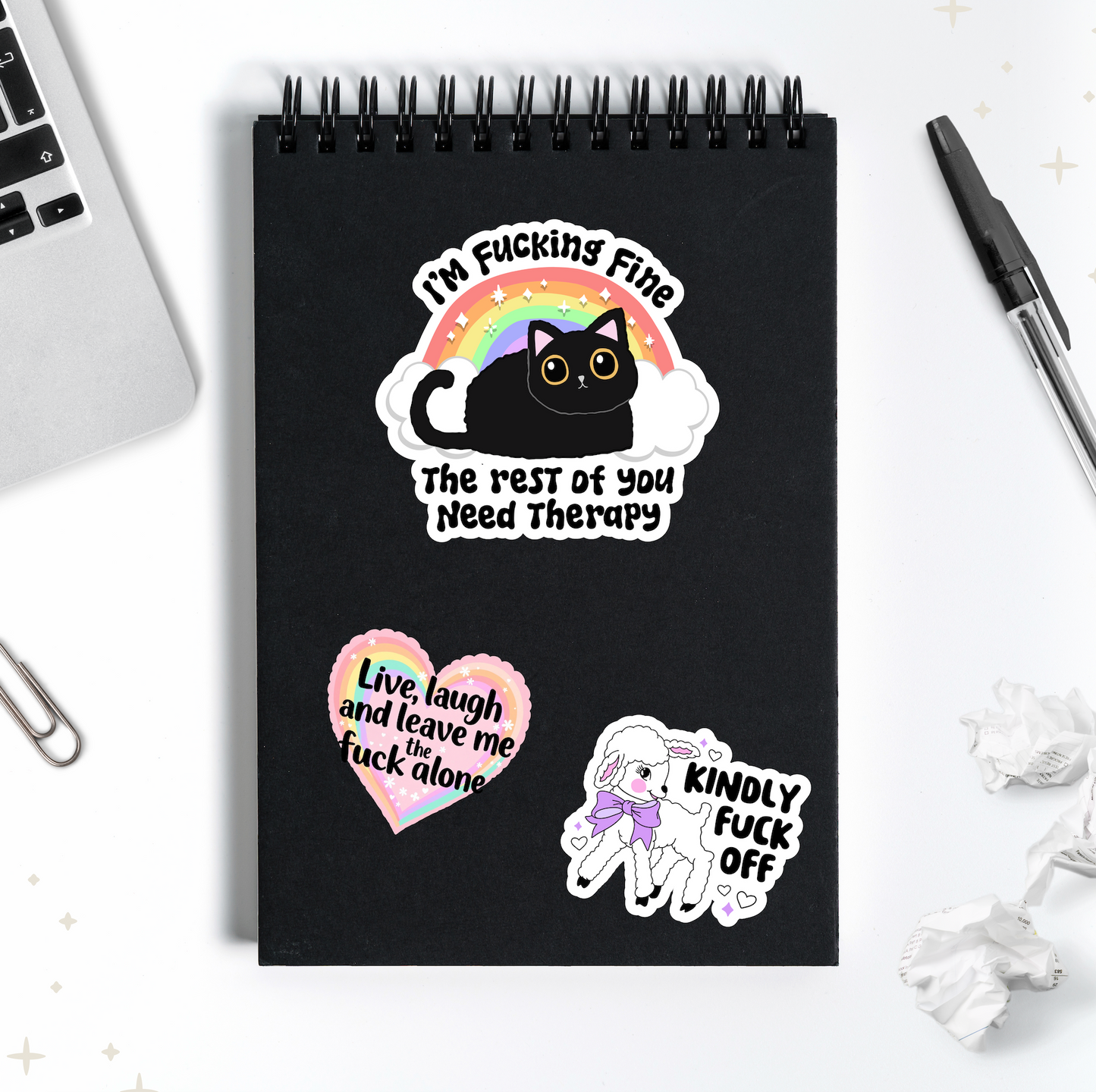 I'm Fucking Fine Cat Sticker