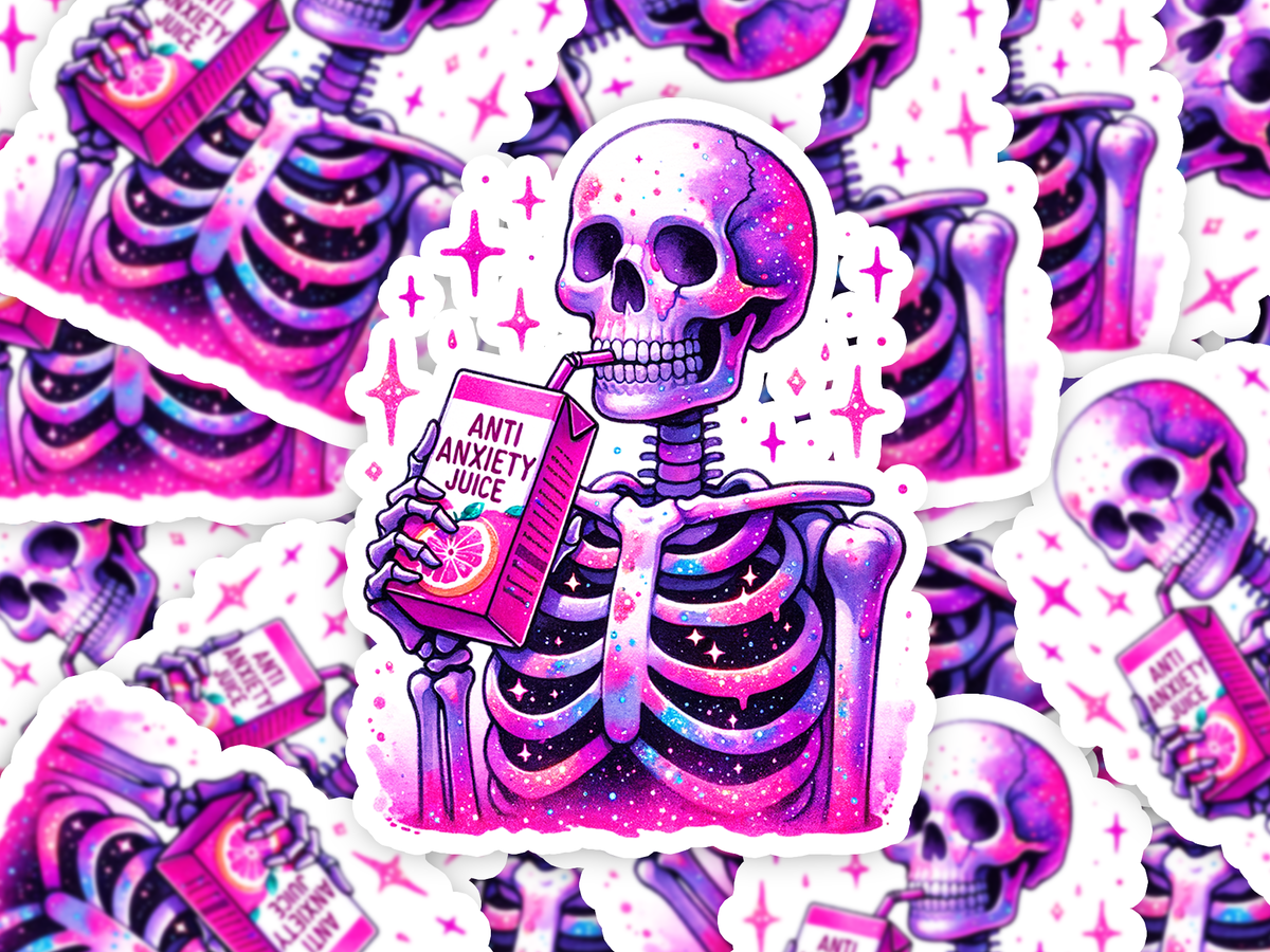 Skeleton Anxiety Juice Sticker