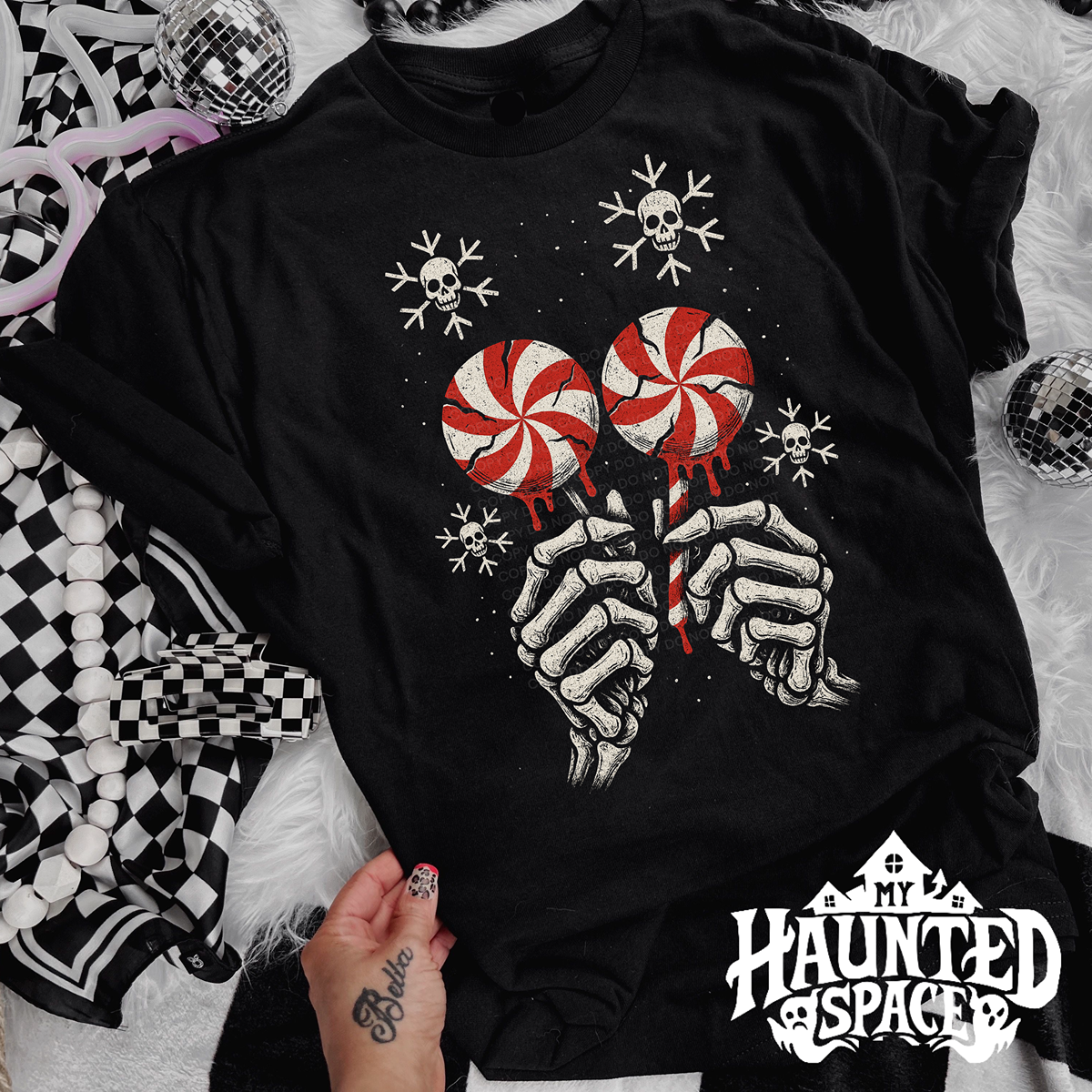 Peppermint Skeleton Hands TEE