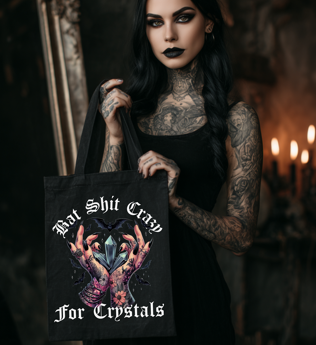 Bat Shit Crazy For Crystals Tote Bag