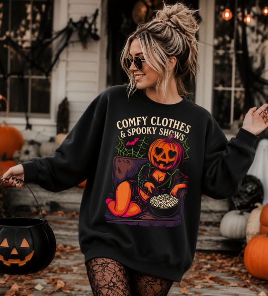 Comfy Clothes & Spooky Shows Sweatshirt