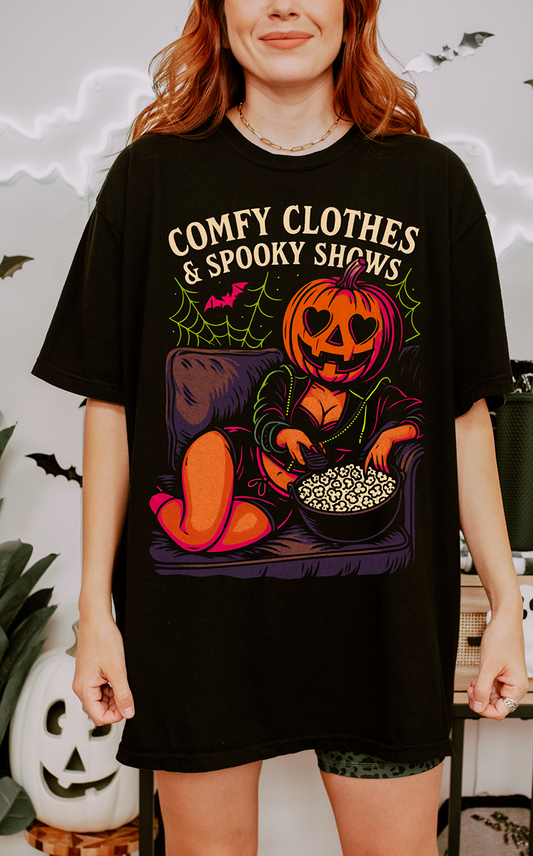 Comfy Clothes & Spooky Shows TEE