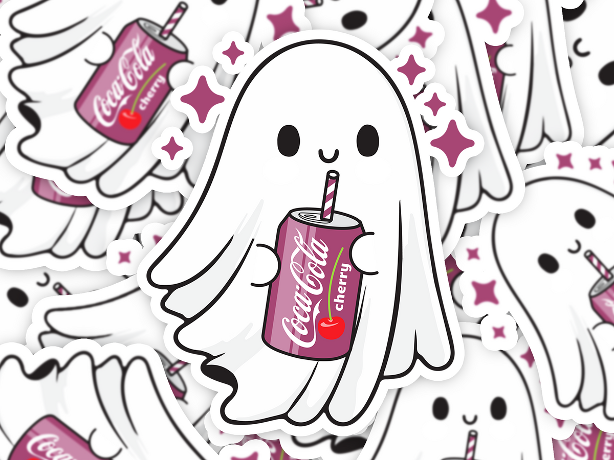 Cherry Coke Ghost Sticker