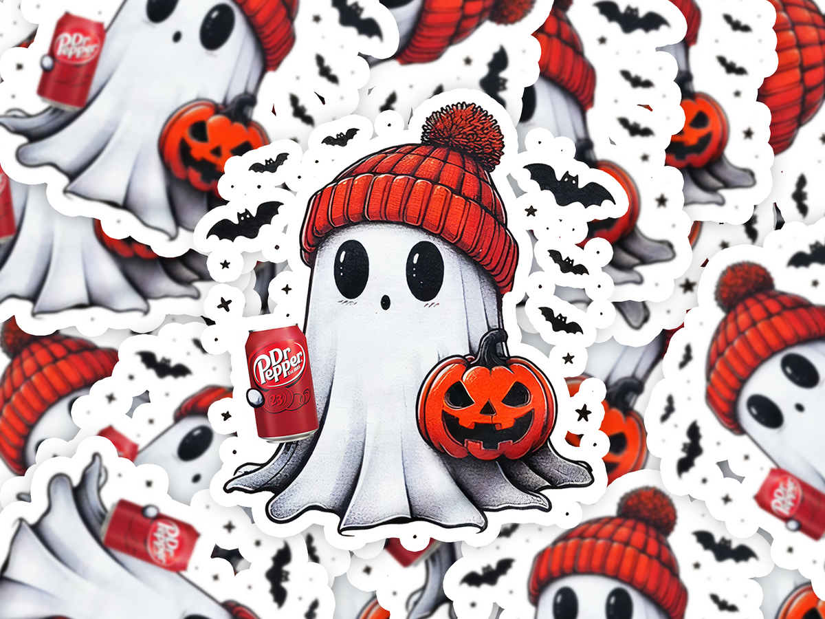 Dr Pepper Pumpkin Ghost Sticker