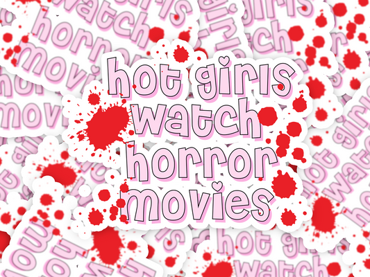 Hot Girls Watch Horror Movies Sticker