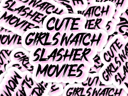 Cute Girls Watch Horror Sticker